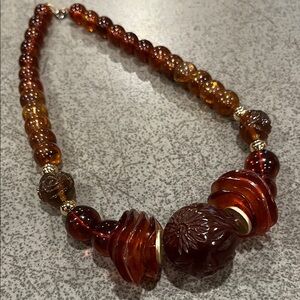 Vintage amber-tone phenolic necklace
